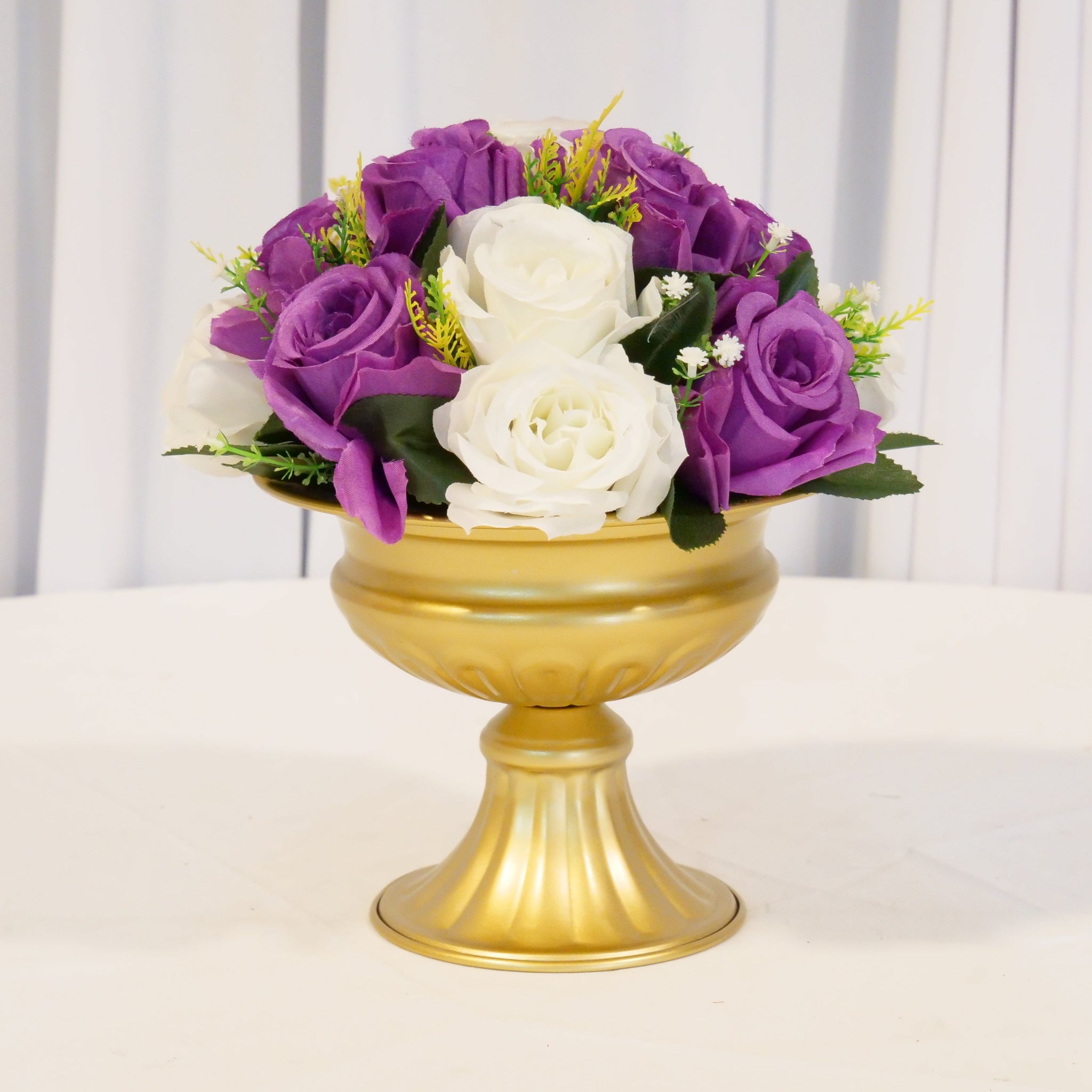 Location - Demi boule de fleurs Artificielles (15 Roses) blanc et violet