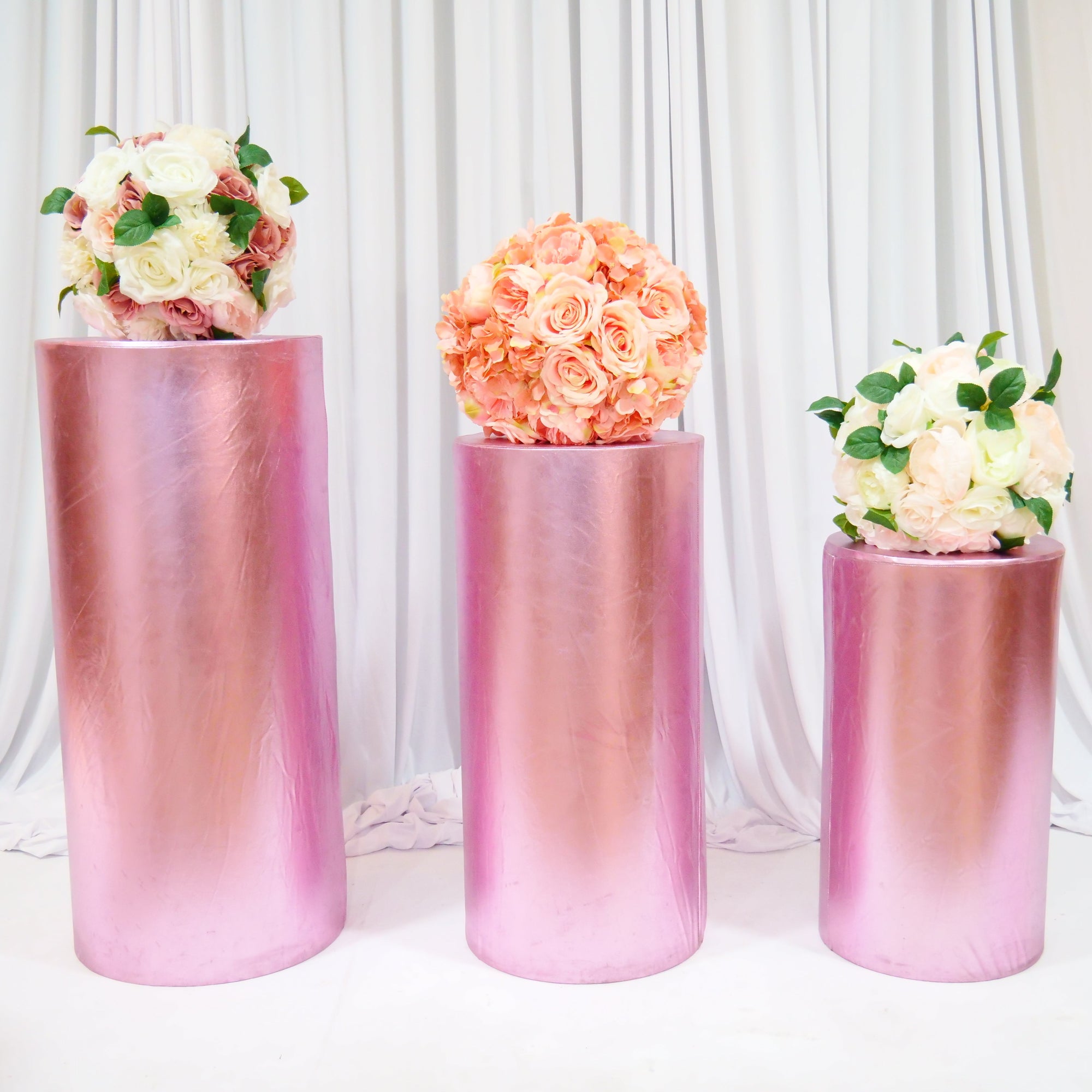 Location - Colonnes cylindriques par 3 Rose (housse de protection)