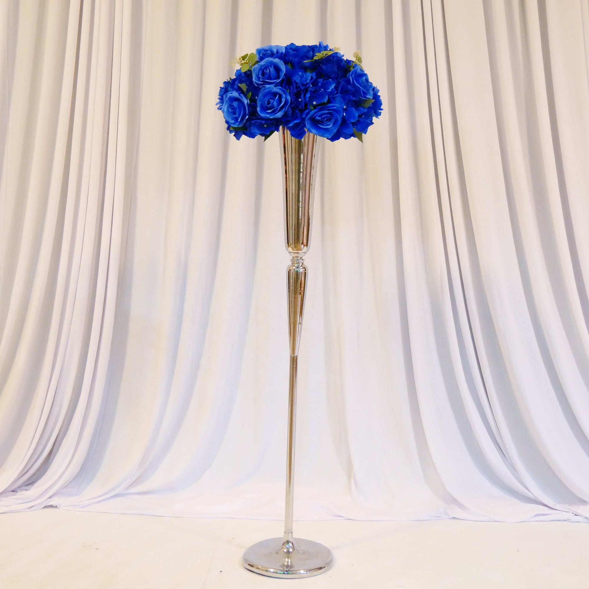 Location - Colonne à fleurs argentée de 120cm