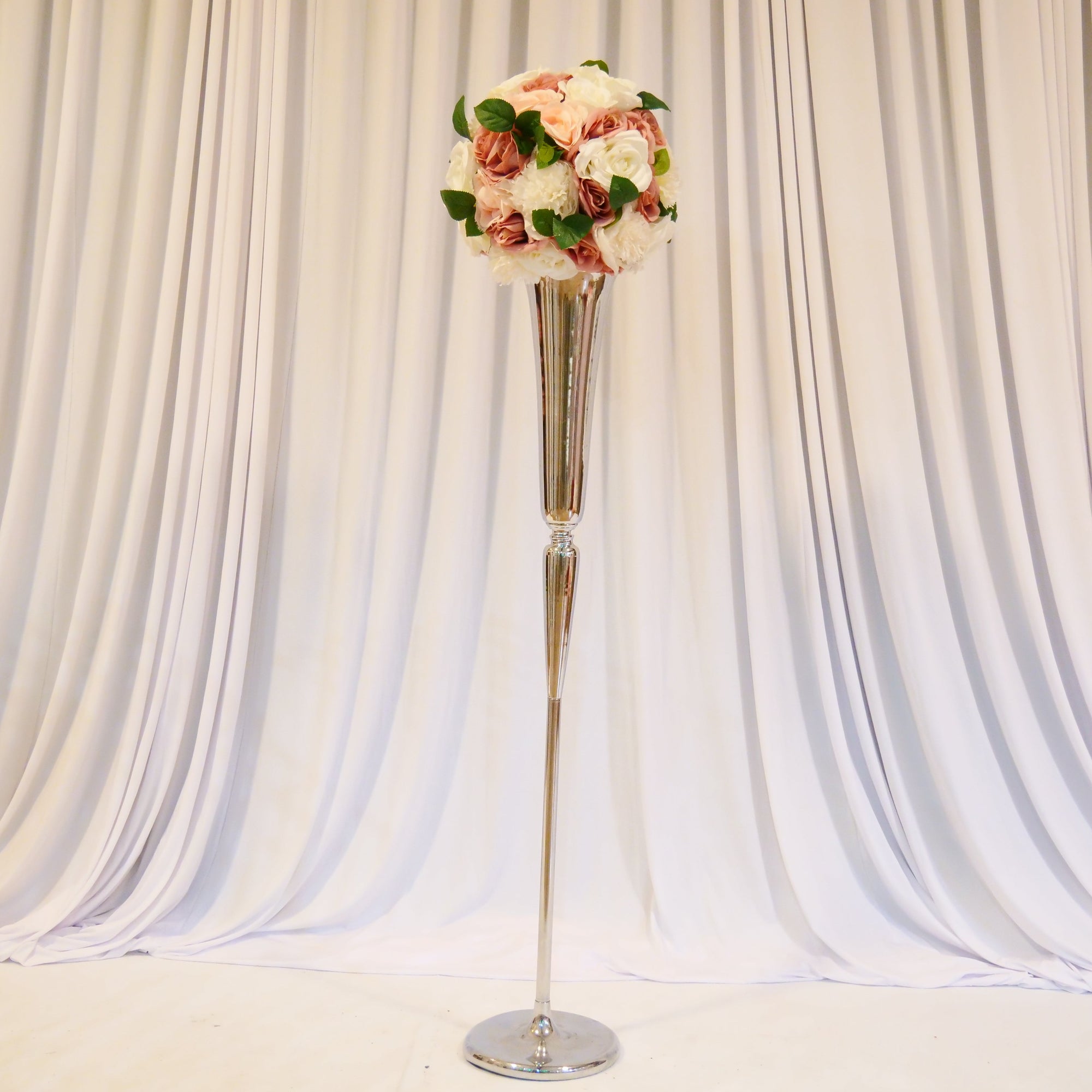 Location - Colonne à fleurs argentée de 120cm