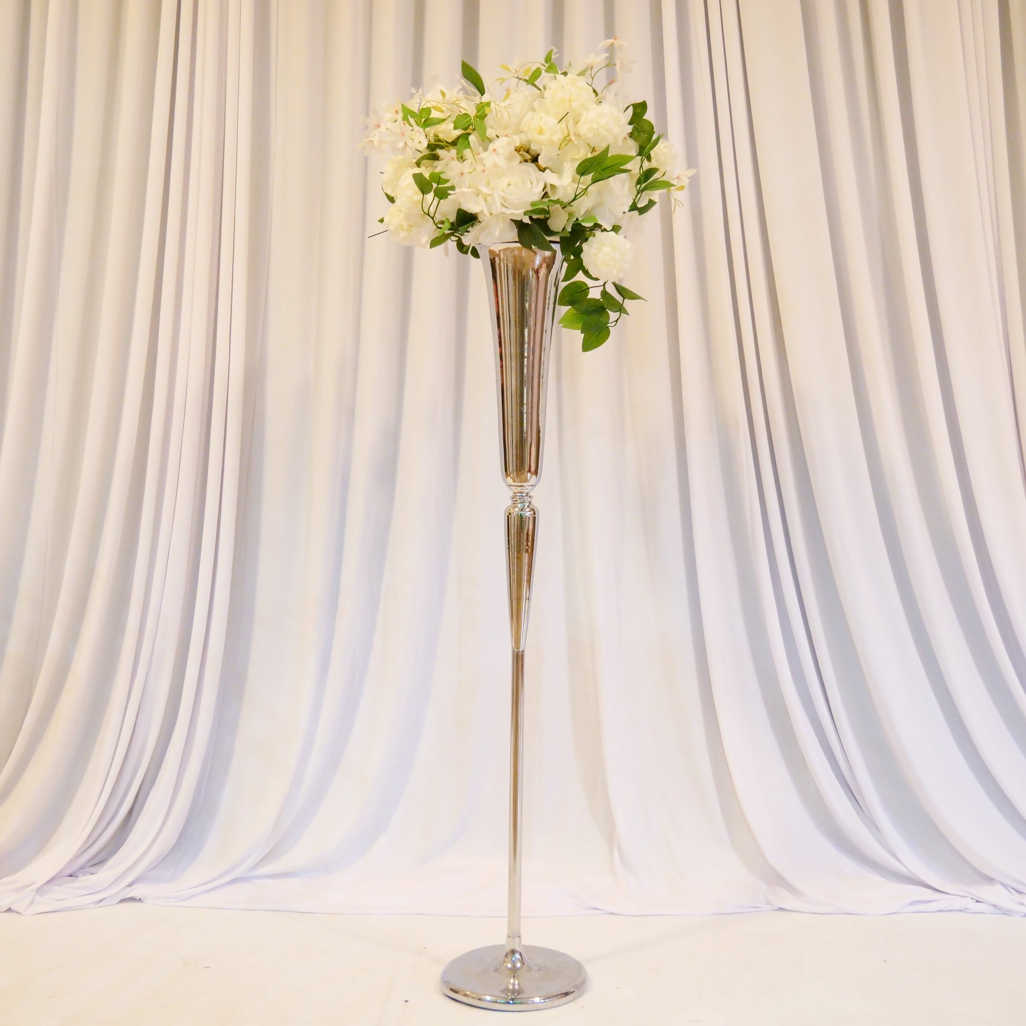 Location - Colonne à fleurs argentée de 120cm