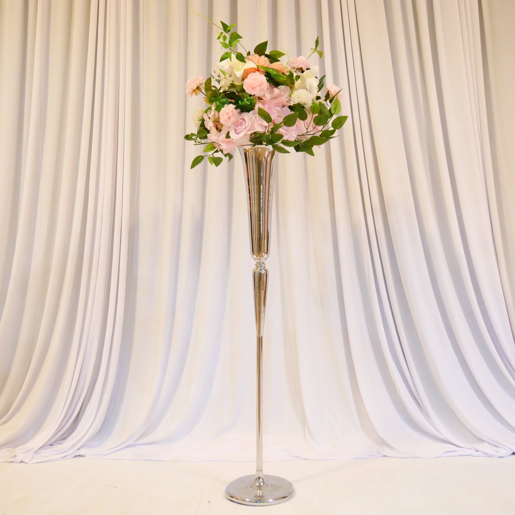 Location - Colonne à fleurs argentée de 120cm