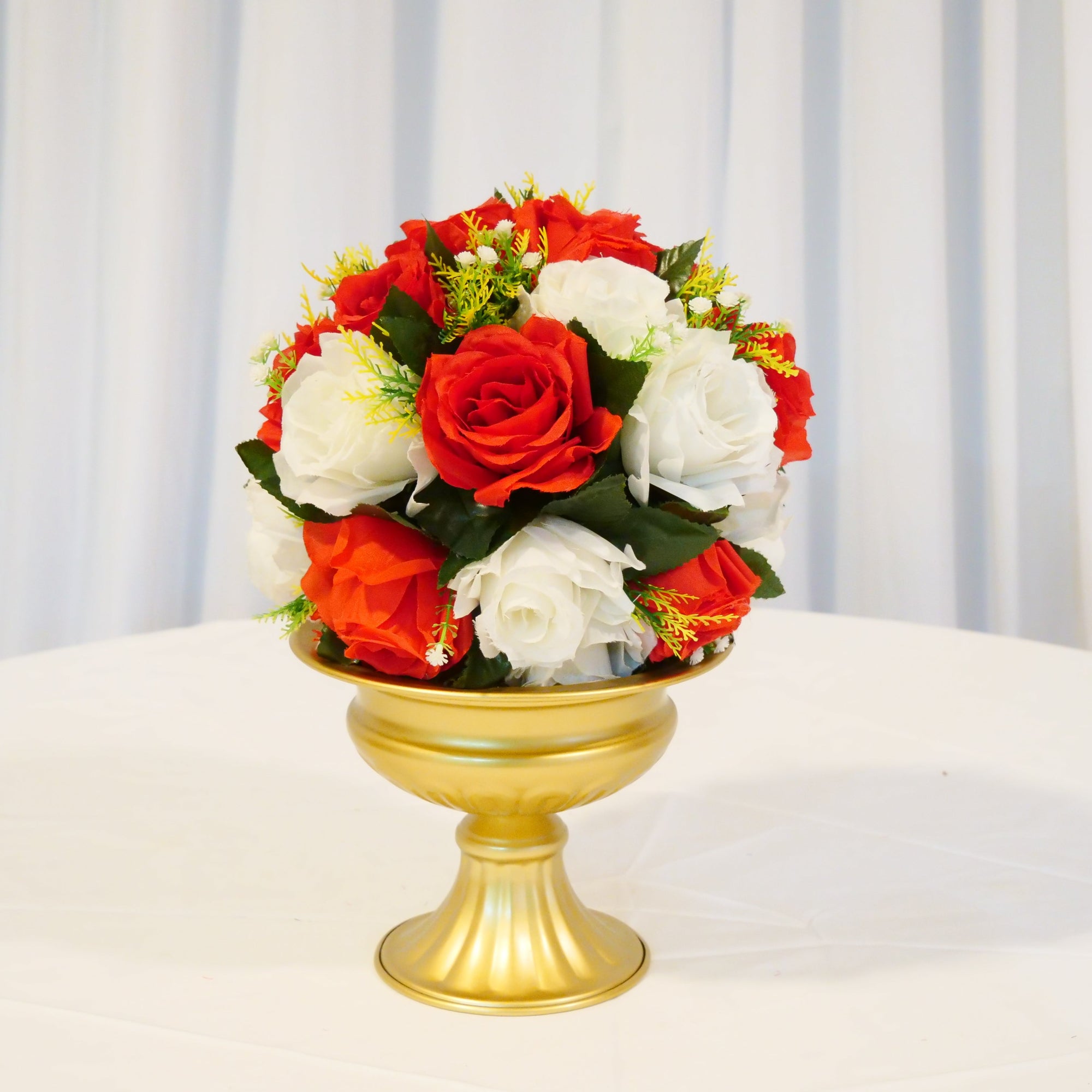 Location - Pleine boule de fleurs Artificielles blanc et rouge