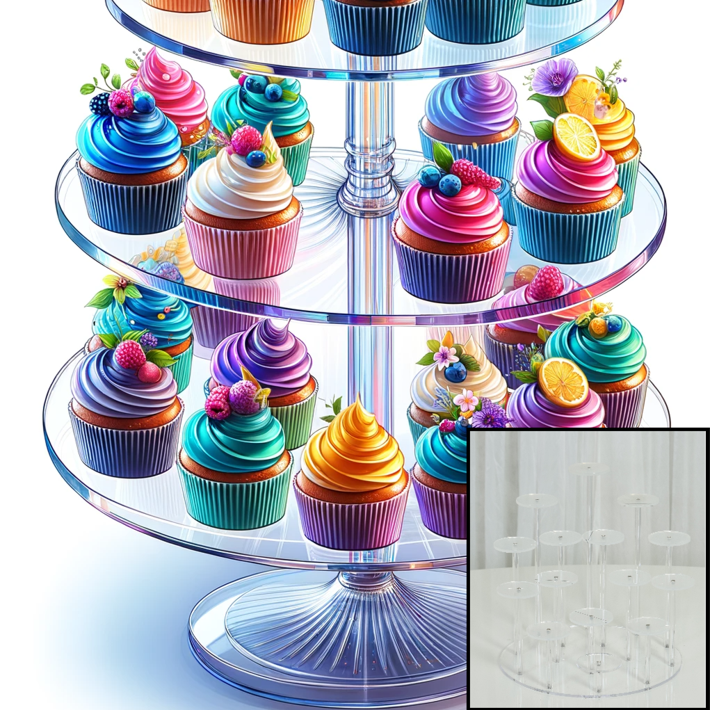 Location - Présentoir acrylique pour cupcake Rehausser buffet 15 pieces
