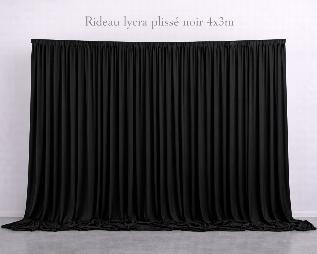 Location - Rideau lycra plissé noir 4x3m [RITDF3X3NOI]