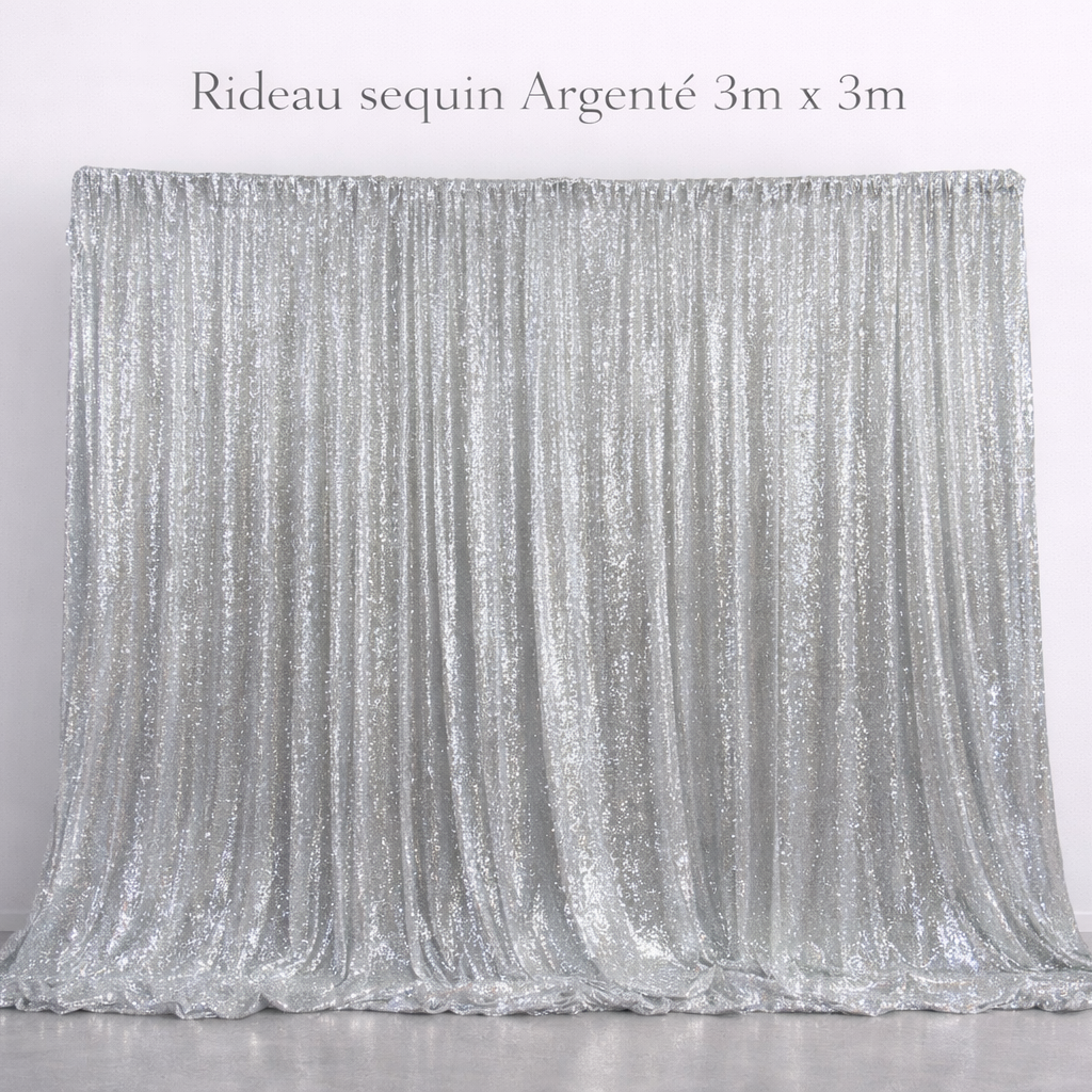 Location - Rideau sequin Argenté 3m x 3m [RITDFSEQ3X3ARG]