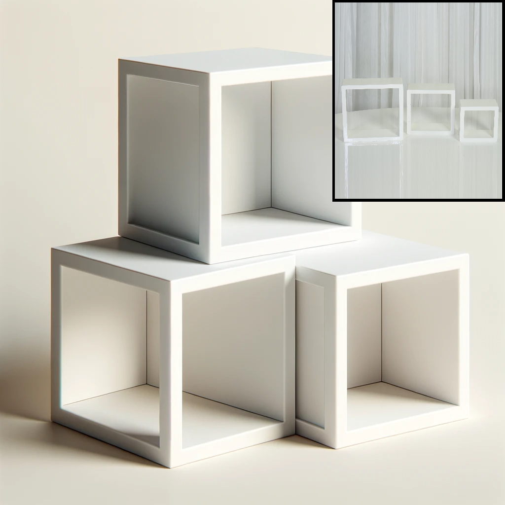 Location - Set de présentoirs Cubes blanc laqué par 3