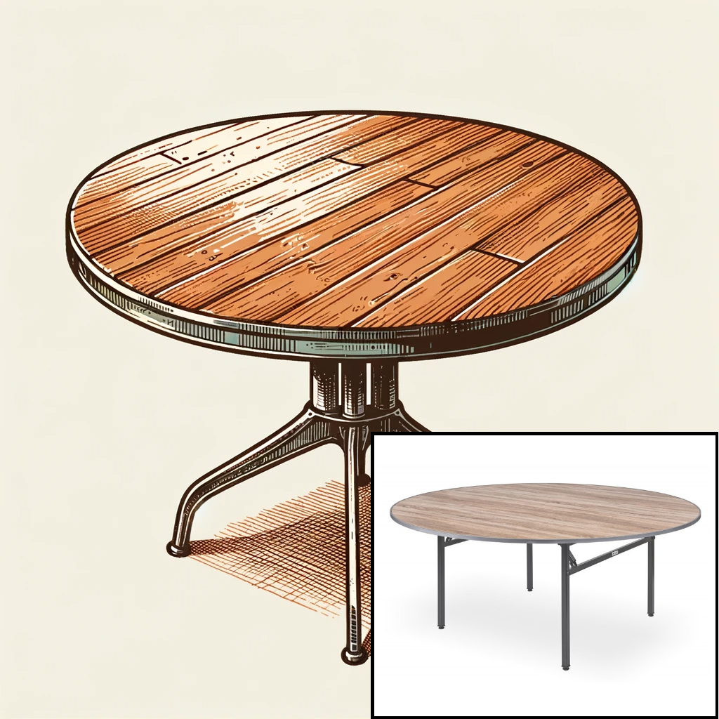 Location - Table ronde 180cm restaurant en bois