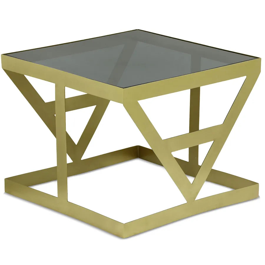 Location - Table basse verre fumé & métal doré – AMSTRA 63 cm [TABAAMS63]
