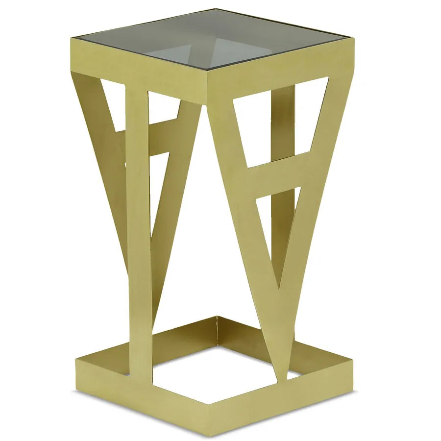 Location - Table basse verre fumé & métal doré – AMSTRA 36 cm [TABAAMS36]