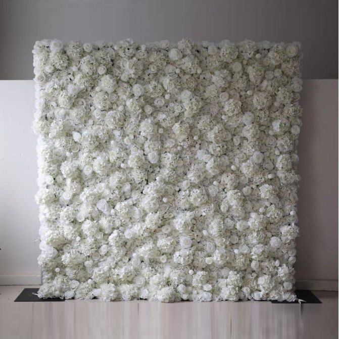 Location - Mur de fleur rose et hortensia Blanc ELLYP 2,40m x 2,40 m