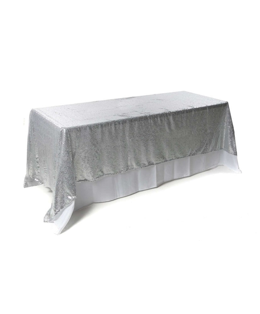 Location - Nappe rectangulaire Sequin 180 cm - Argent [NASEQREC180ARG]