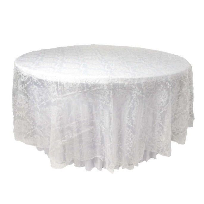 Location - Nappe Ronde Blanc Jacquard 280 Cm