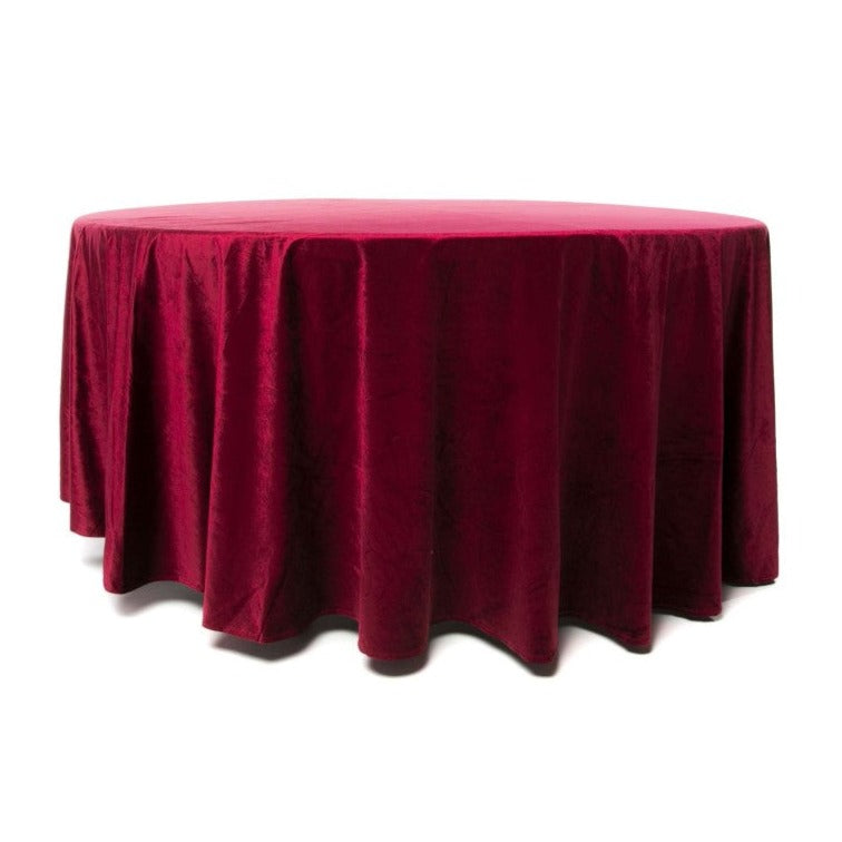 Location - Nappe Velours Rouge Bordeaux Ronde 280cm