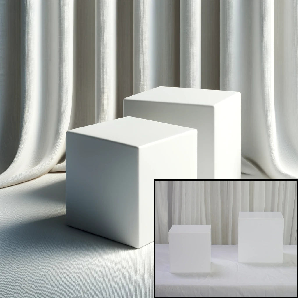 Location - Support Cube Acrylique pour Buffet Blanc - 2 Pièces