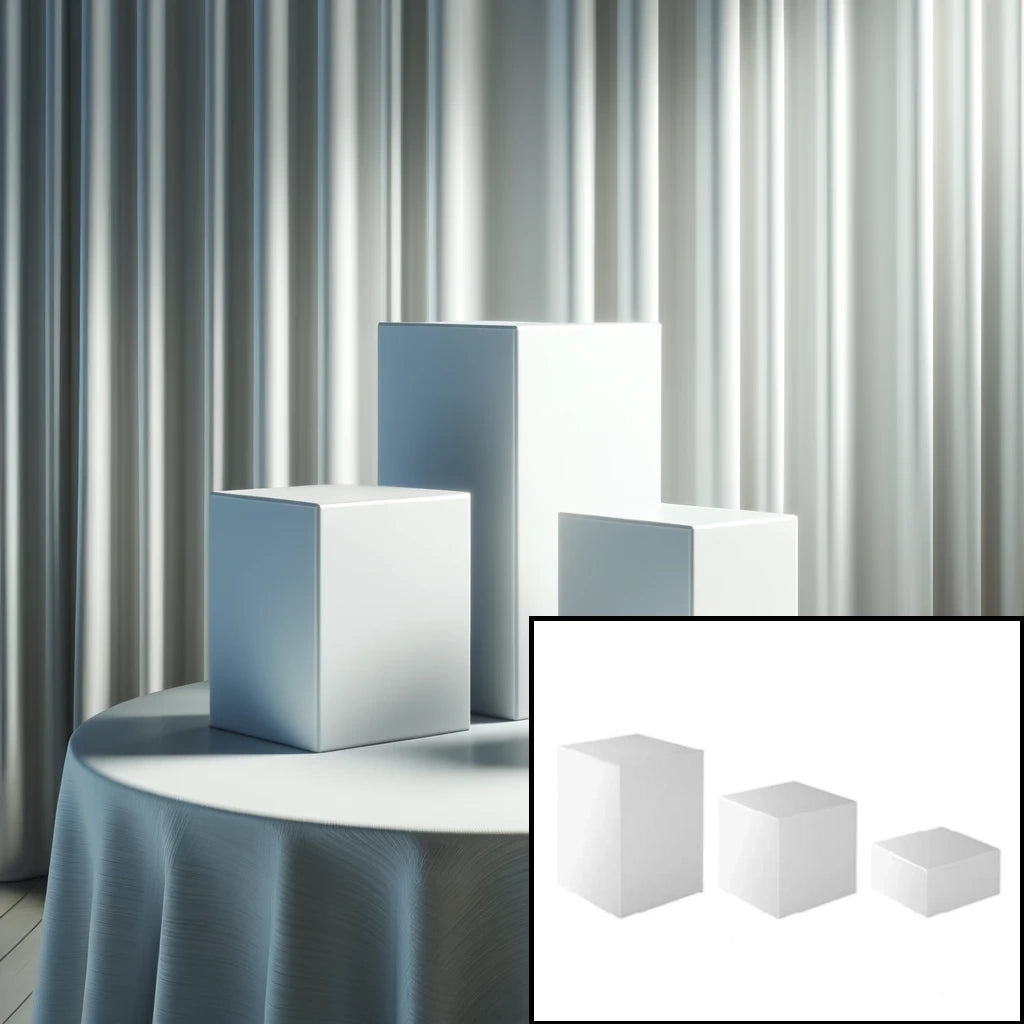 Location - Support Cube Acrylique pour Buffet Blanc - 3 Pièces