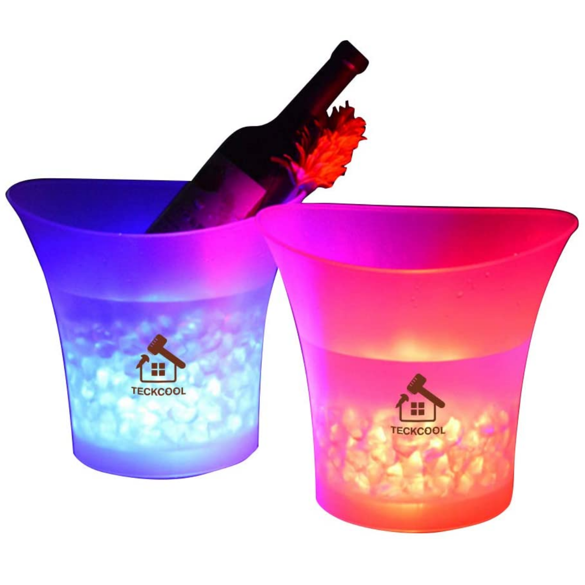 Location - Seau à glace de 5 L à lumière LED colorée Pour champagne, vin, boissons