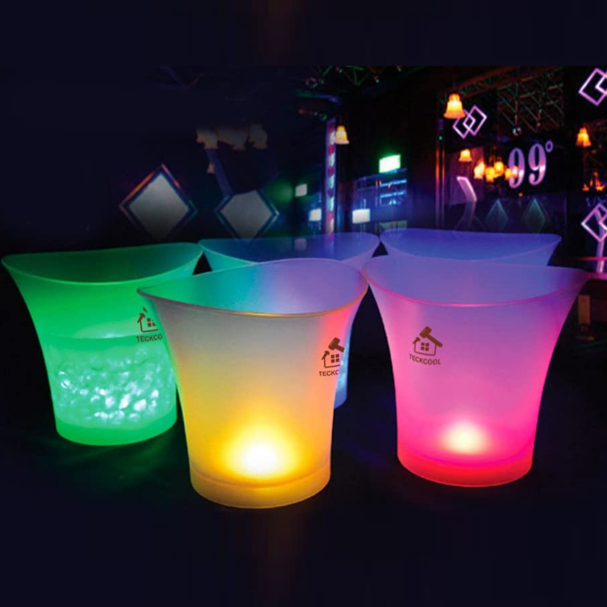 Location - Seau à glace de 5 L à lumière LED colorée Pour champagne, vin, boissons