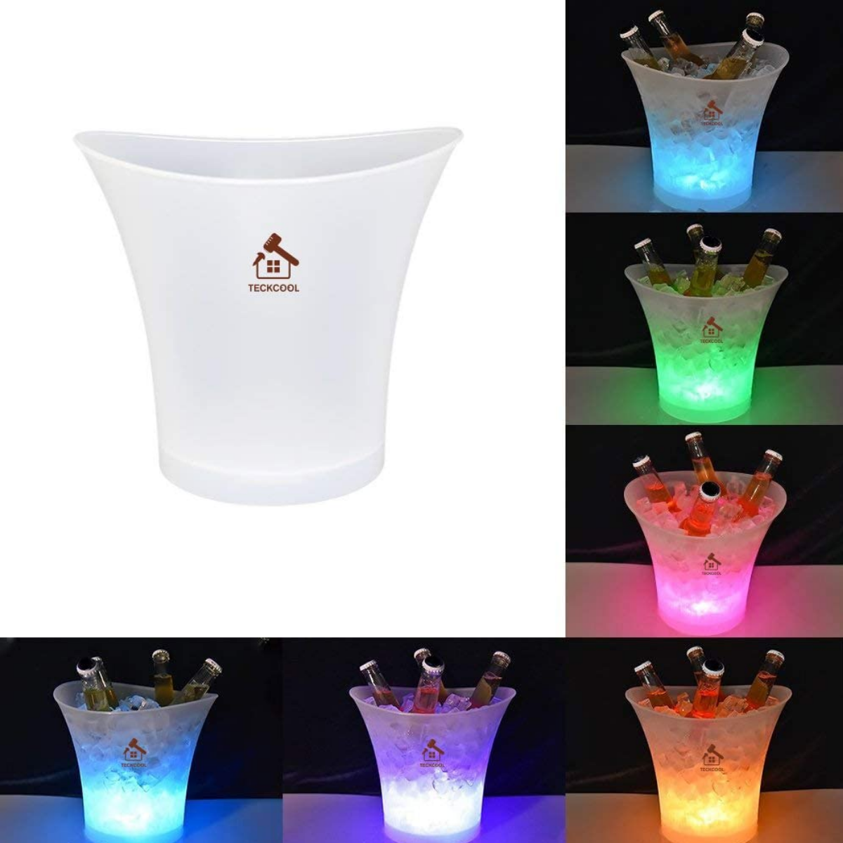 Location - Seau à glace de 5 L à lumière LED colorée Pour champagne, vin, boissons