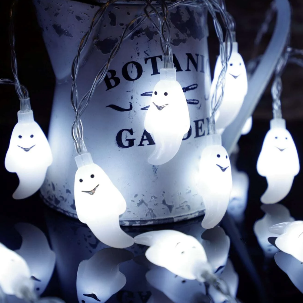 Location - Guirlande lumineuse blanche d'halloween avec 10 pièces ampoule en forme de fantôme