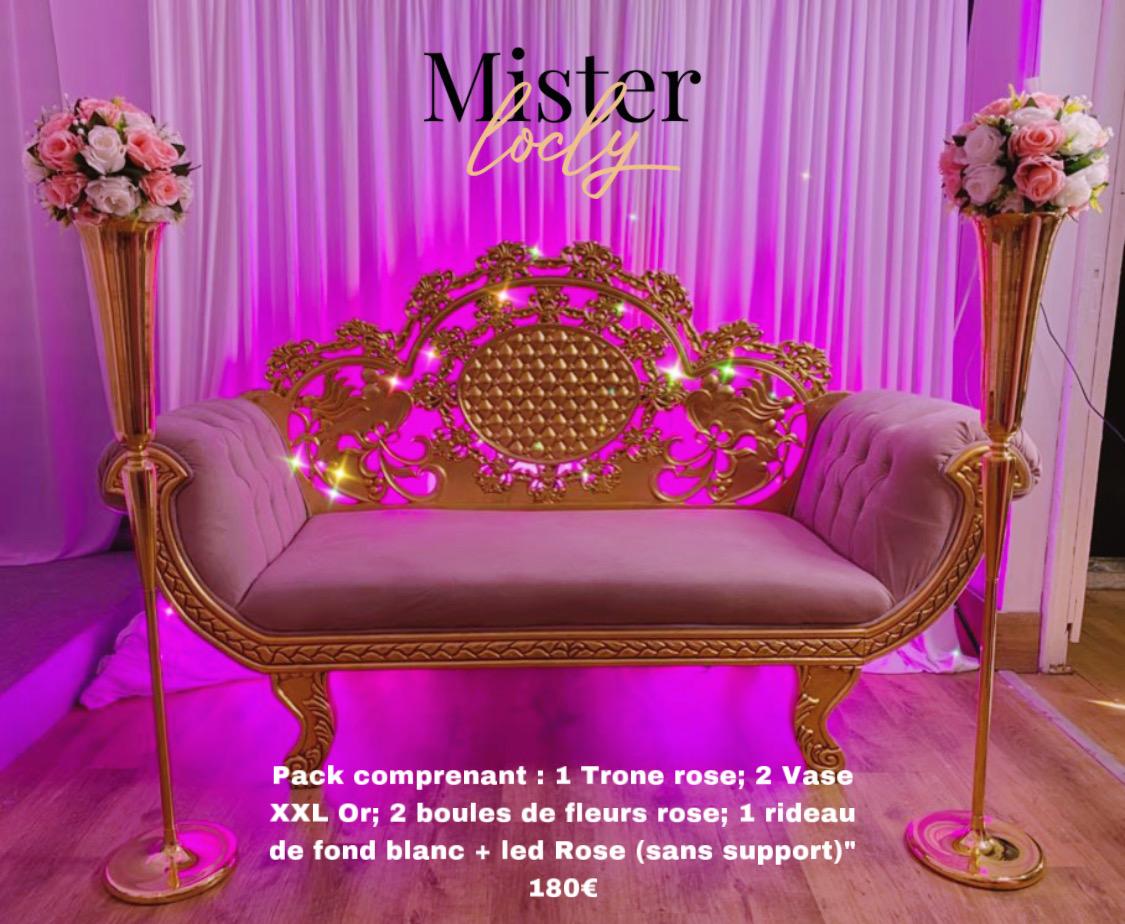Location - PACK Trône/Banquette OR et ROSE- GLOWY